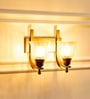 Double J Brass Antique Finish Wall Lamp with Cup Crackled Glass Golden Luster Shade