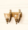 Double J Brass Antique Finish Wall Lamp with Cup Crackled Glass Golden Luster Shade