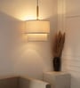 Double Off White Cotton Fabric Pendant Hanging Light Antique Brass Finish