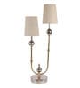 Double Shaded Unique Design Decorative Lamp With Beige & Gold Fabric Shade And Silver Base