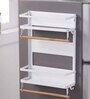 White Carbon Steel Double Shelf Magnetic Storage Rack