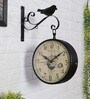 Double Side Antique Black Metal Railway Clock