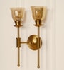 Double Spacer Wall Light Antique Brass Finish with Cup Crackled Glass Golden Luster