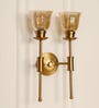 Double Spacer Wall Light Antique Brass Finish with Cup Crackled Glass Golden Luster