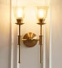 Double Spacer Wall Light Antique Brass Finish with Cup Crackled Glass Golden Luster