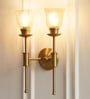 Double Spacer Wall Light Antique Brass Finish with Cup Crackled Glass Golden Luster