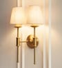 Double Spacer Wall Light Antique Brass Finish with Off White Shade