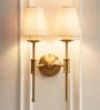 Double Spacer Wall Light Antique Brass Finish with Off White Shade