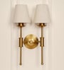 Double Spacer Wall Light Antique Brass Finish with Off White Shade