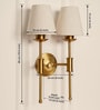 Double Spacer Wall Light Antique Brass Finish with Off White Shade