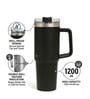 Double Wall Stainless Steel Black Tumbler Mug with Handle & Lid