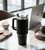 Double Wall Stainless Steel Black Tumbler Mug with Handle & Lid