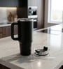 Double Wall Stainless Steel Black Tumbler Mug with Handle & Lid