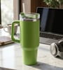Double Wall Stainless Steel Green Tumbler Mug with Handle & Lid