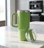 Double Wall Stainless Steel Green Tumbler Mug with Handle & Lid