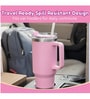 Double Wall Stainless Steel Pink Tumbler Mug with Handle & Lid