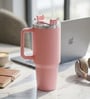Double Wall Stainless Steel Pink Tumbler Mug with Handle & Lid