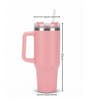 Double Wall Stainless Steel Pink Tumbler Mug with Handle & Lid