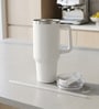 Double Wall Stainless Steel White Tumbler Mug with Handle & Lid