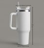 Double Wall Stainless Steel White Tumbler Mug with Handle & Lid