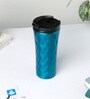 Double-Walled 500ml Blue Stainless Steel Sipper with Flip Lid