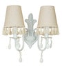 Double White Wall Sconce with Tassel Shades and Crystal Accents