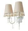 Double White Wall Sconce with Tassel Shades and Crystal Accents