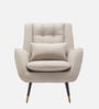 Dowdle Velvet Lounge Chair In Beige Colour