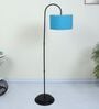 Downlighter Modern Black Iron Base Floor Lamps Aqua Satin Shade