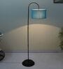 Downlighter Modern Black Iron Base Floor Lamps Aqua Satin Shade