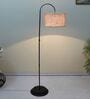 Downlighter Modern Black Iron Base Floor Lamps Beigh Jute Shade