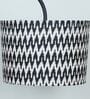 Downlighter Modern Black Iron Base Floor Lamps Chevron Print Satin Shade