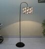 Downlighter Modern Black Iron Base Floor Lamps Filigree Print Satin Shade