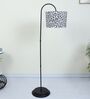 Downlighter Modern Black Iron Base Floor Lamps Leopard Print Satin Shade