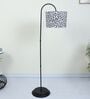 Downlighter Modern Black Iron Base Floor Lamps Leopard Print Satin Shade