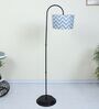 Downlighter Modern Black Iron Base Floor Lamps Maze Print Satin Shade