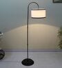 Downlighter Modern Black Iron Base Floor Lamps Off White Cotton Shade