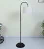 Downlighter Modern Black Iron Base Floor Lamps Off  Cotton Shade