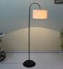 Downlighter Modern Black Iron Base Floor Lamps Off  Cotton Shade