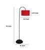 Downlighter Modern Black Iron Base Floor Lamps Red Cotton Shade