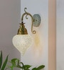 Downward-Facing Brass Wall Sconce with Mosaic Glass
