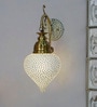 Downward-Facing Brass Wall Sconce with Mosaic Glass