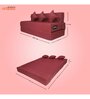Doze Jute Fabric 4 Seater Sofa Cum Bed with 3 Cushions in Maroon Colour