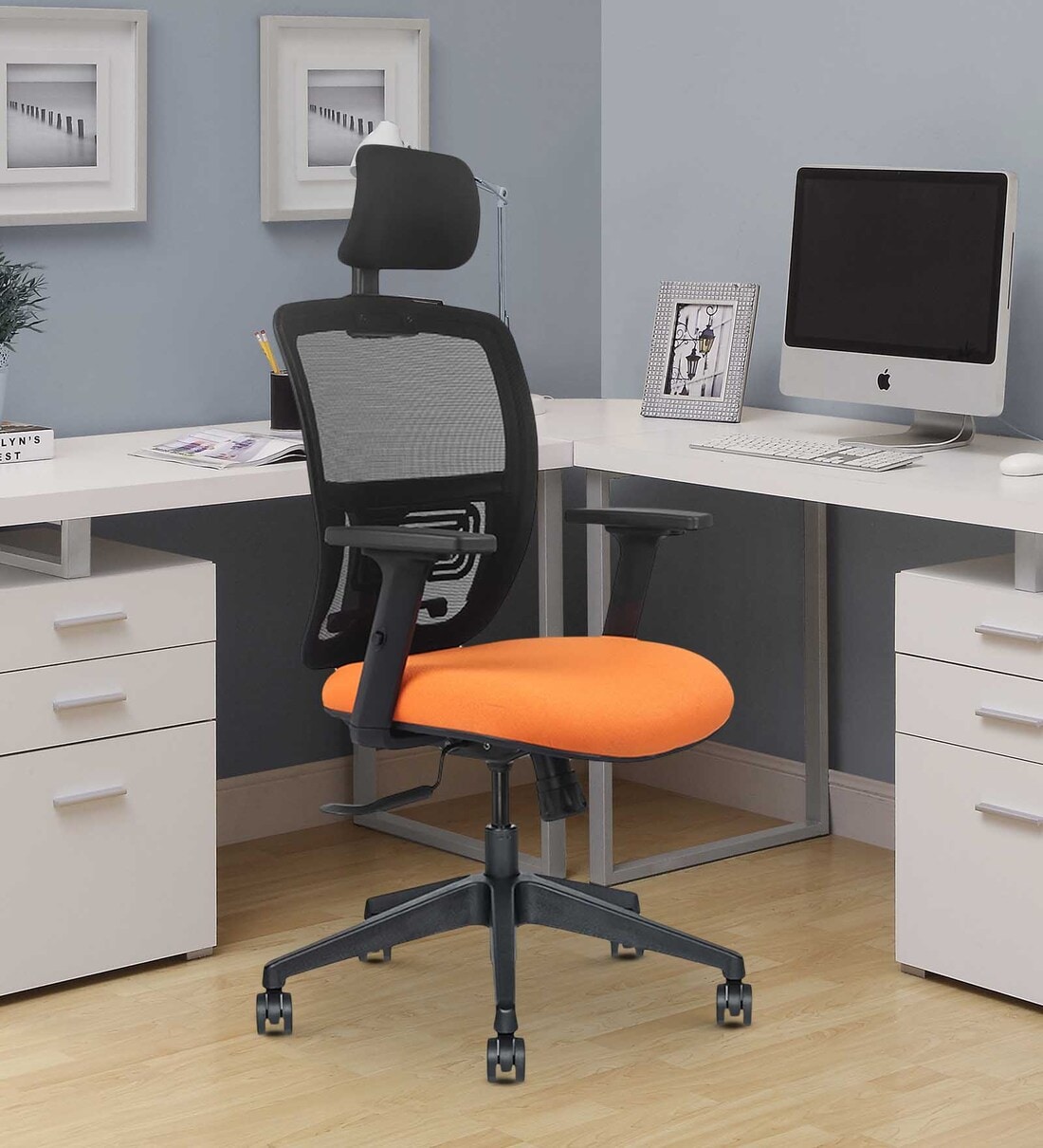 Buy Draco High Back Office Chair in Black & Orange Colour by Wakefit Online High Back