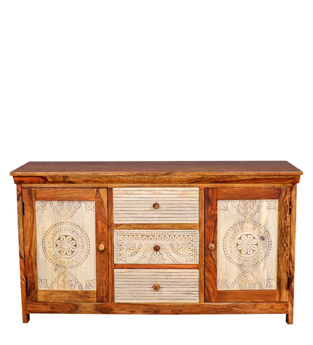 Buy Dravidian Sheesham Wood Sideboard in Teak Finish by Fabuliv Online