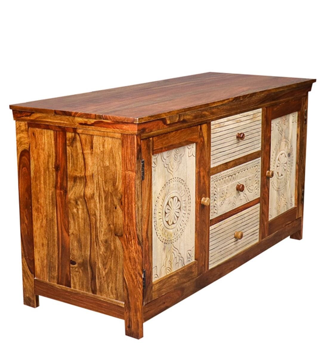 Buy Dravidian Sheesham Wood Sideboard in Teak Finish by Fabuliv Online