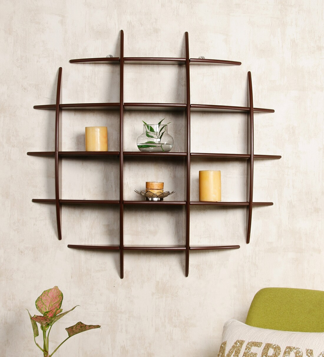 Buy Engineered Wood Wall Shelf in Walnut Finish by Dream Arts Online