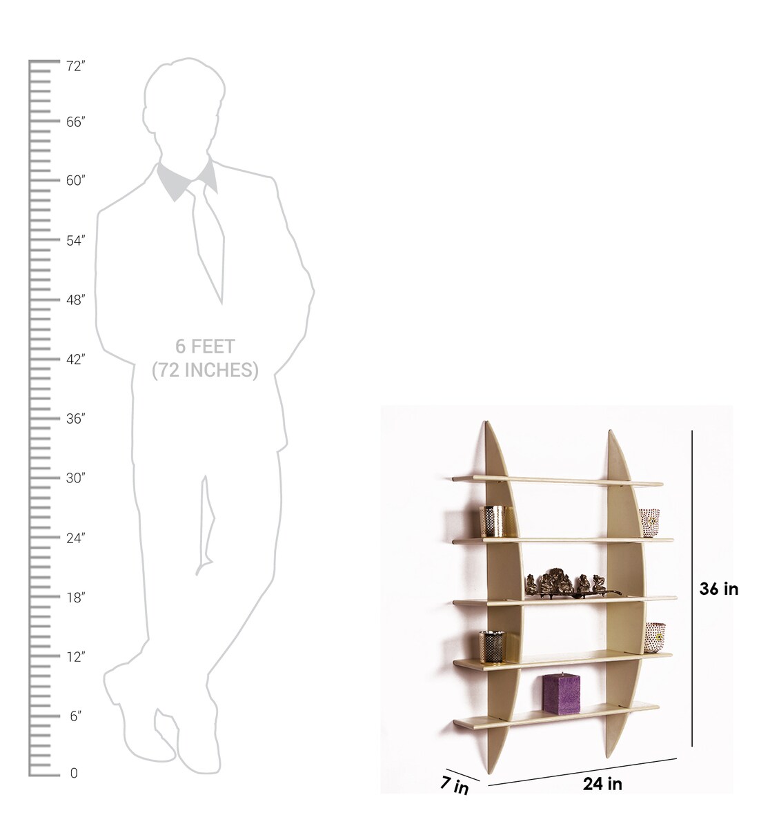 Buy Engineered Wood Bow Wall Shelf in Cream Colour by Dream Arts Online