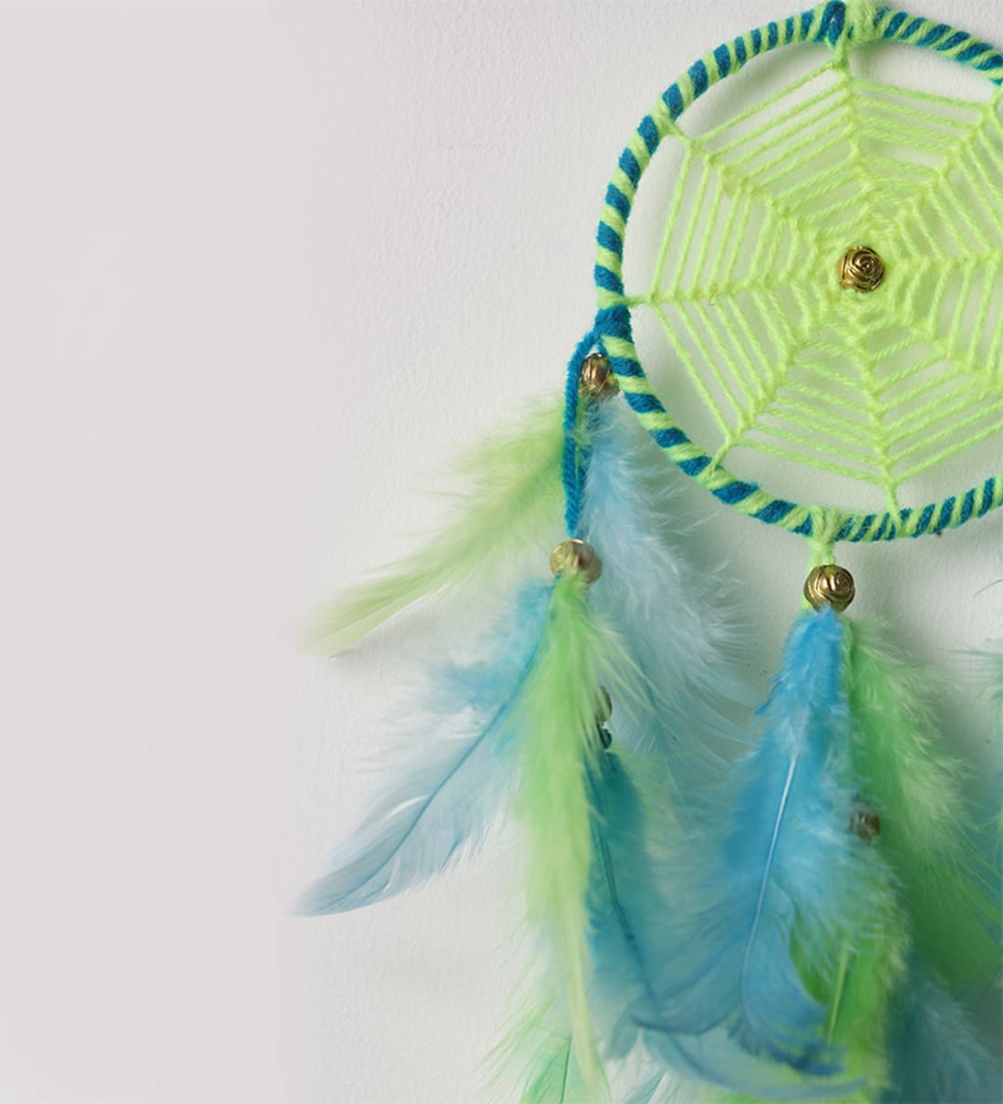 Buy Green & Blue Wool Neon Dream Catcher by Rooh Dream Catchers Online