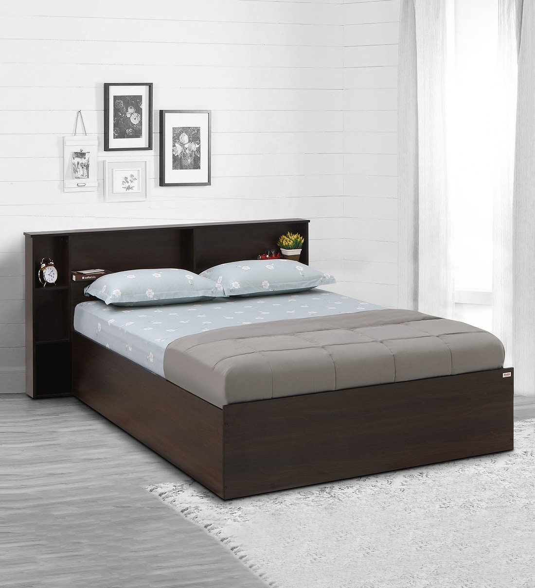 Buy Drift King Size Bed In Brown Finish With Box Storage At 50% OFF By ...